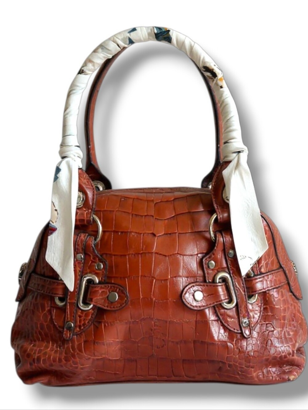 Pre-loved Vintage Mark Cross Crocodile Embossed Satchel